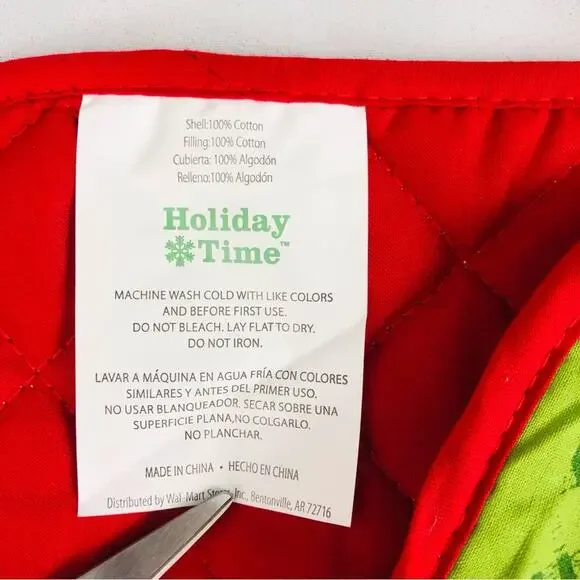 NWT Holiday Time Hot Pad Kitchen Set Christmas Design Santa Red Poinsettias - Picture 12 of 16